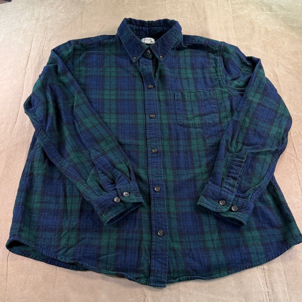 L.L. Bean Blue Green Plaid Women's Button Down Shirt